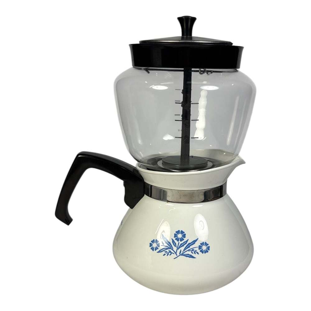 Corning Ware Vintage Blue Cornflower 6 Cup Drip-O-Lator Coffee Maker P-114-U - Picture 4 of 8